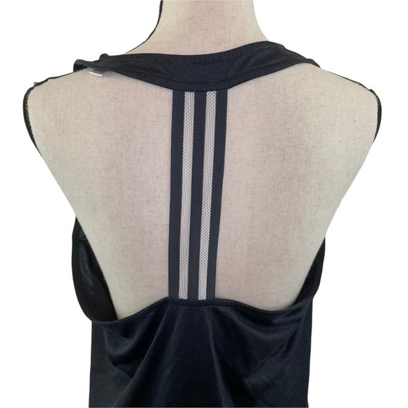 WOMENS ADIDAS CLIMALITE CHARCOAL GRAY DERBY STRIPE T-BACK TANK TOP XL - Picture 7 of 10